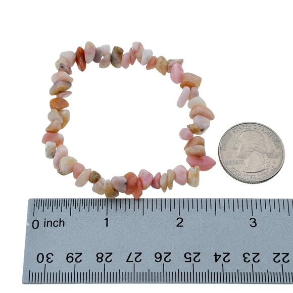 Artisan Pink Rhodochrosite Chip Stretch Bracelet 6" - Picture 4 of 4